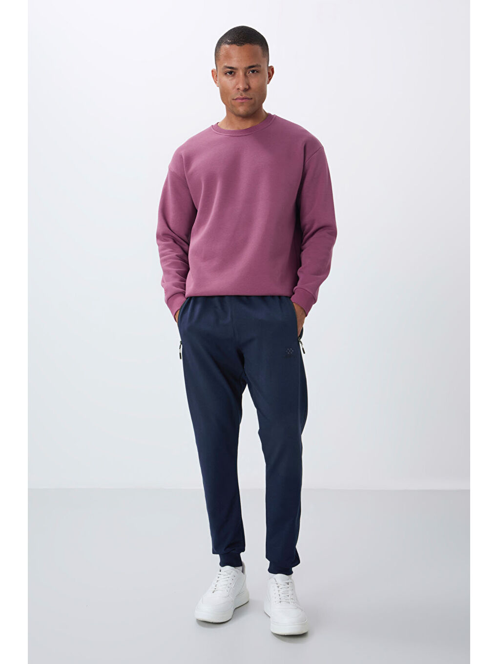 İndigo Fermuar Cepli Standart Kalıp Erkek Jogger Eşofman Altı- 84651-1