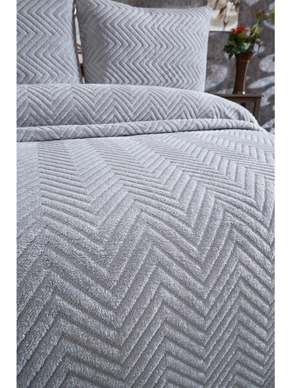 Ultrasonik Welsoft Çift Kişilik Yatak Örtüsü 230x250 Gri-3