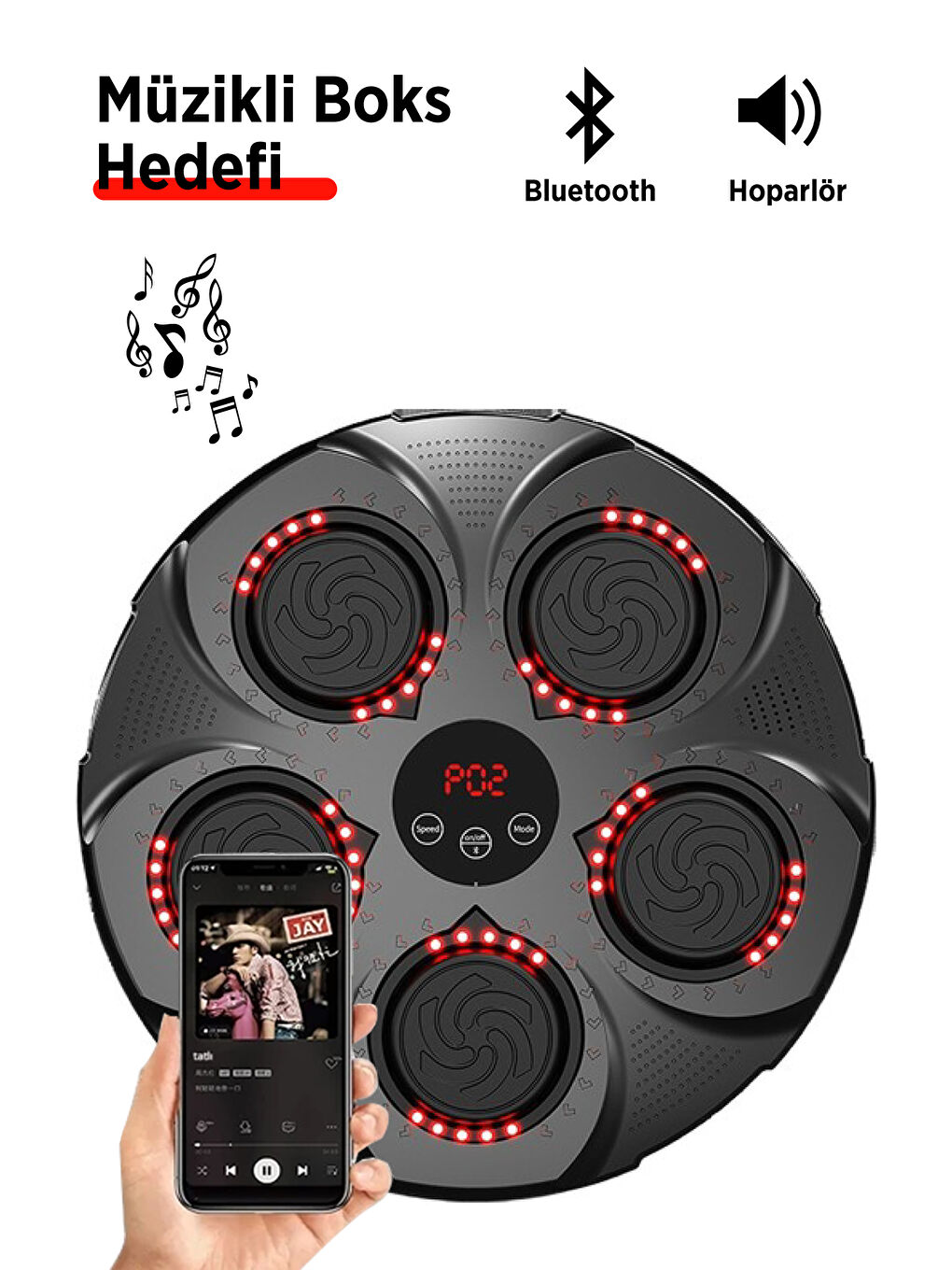 kochler Karişik Akıllı Boks Egzersiz Aleti - Bluetoothlu Boks Makinesi - Müzikli Boks Eğitim Tahtası