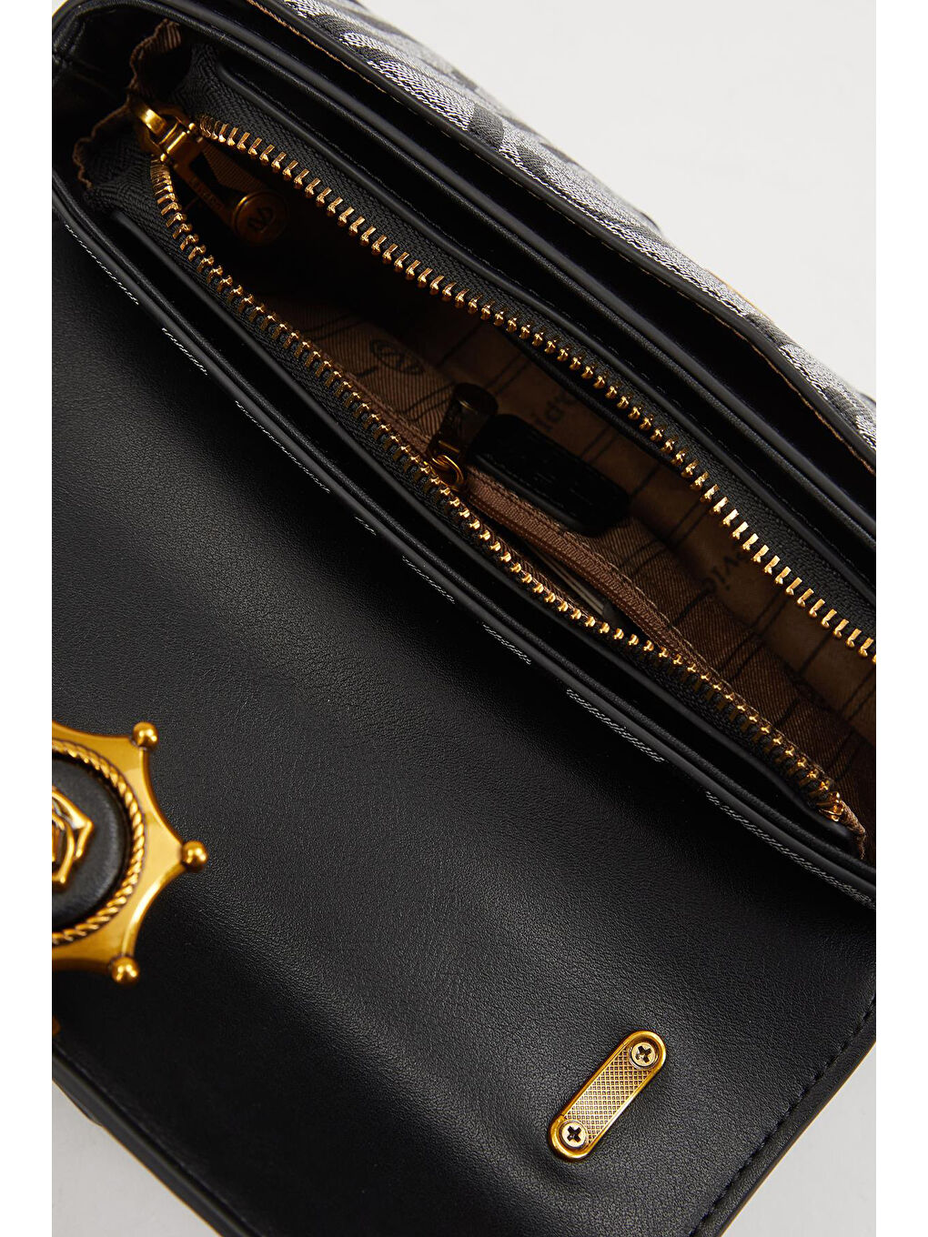 Çift Askılı Zincir Detay Sert Deri Çanta 930282 Siyah-3