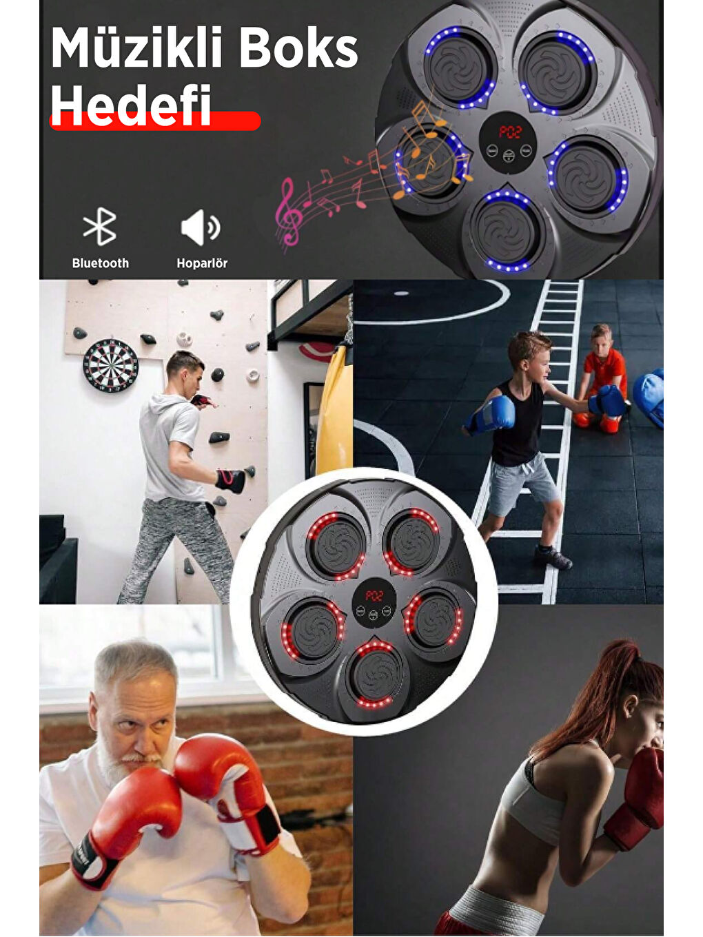 kochler Karişik Akıllı Boks Egzersiz Aleti - Bluetoothlu Boks Makinesi - Müzikli Boks Eğitim Tahtası - 2