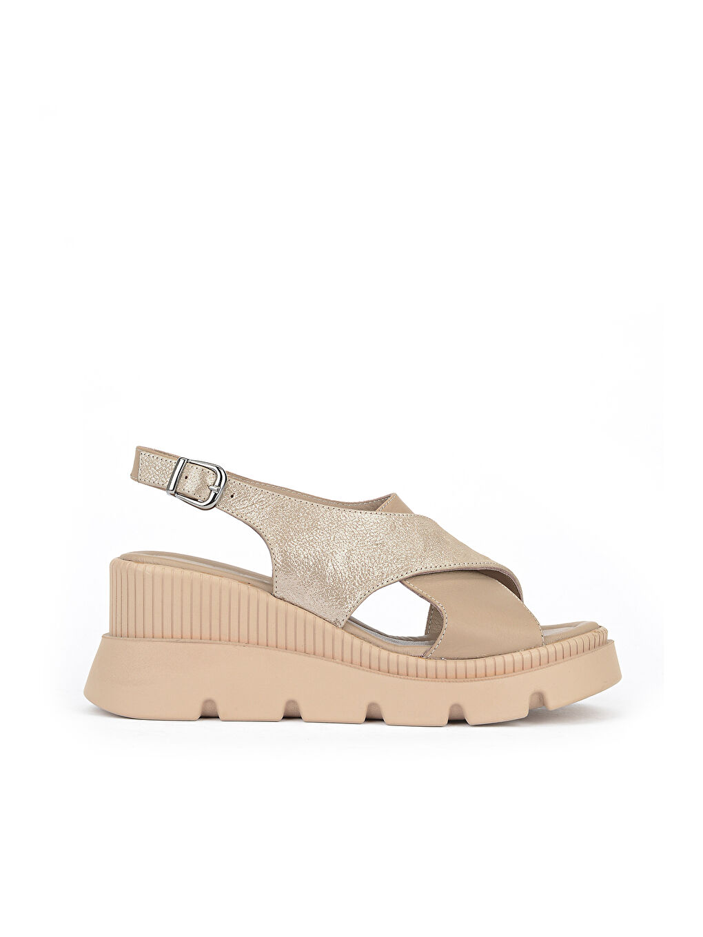 Kadın Hakiki Deri Dolgu Topuk Sandalet 1611020Z2005 Bej