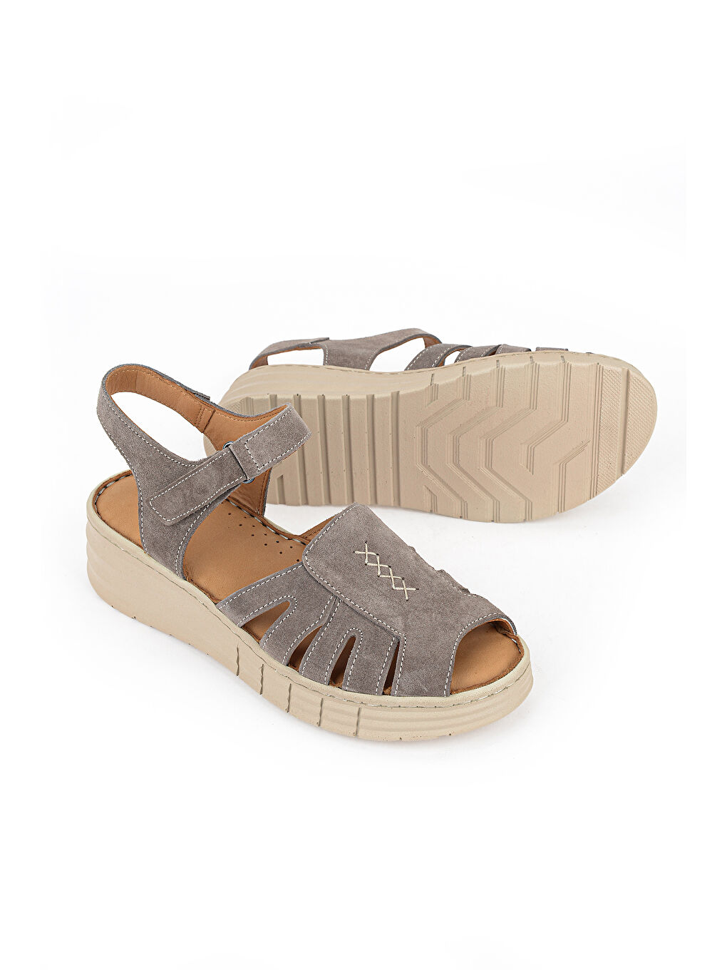 Bej Kadın Hakiki Deri Sandalet 1611008Z452 Vizon-3