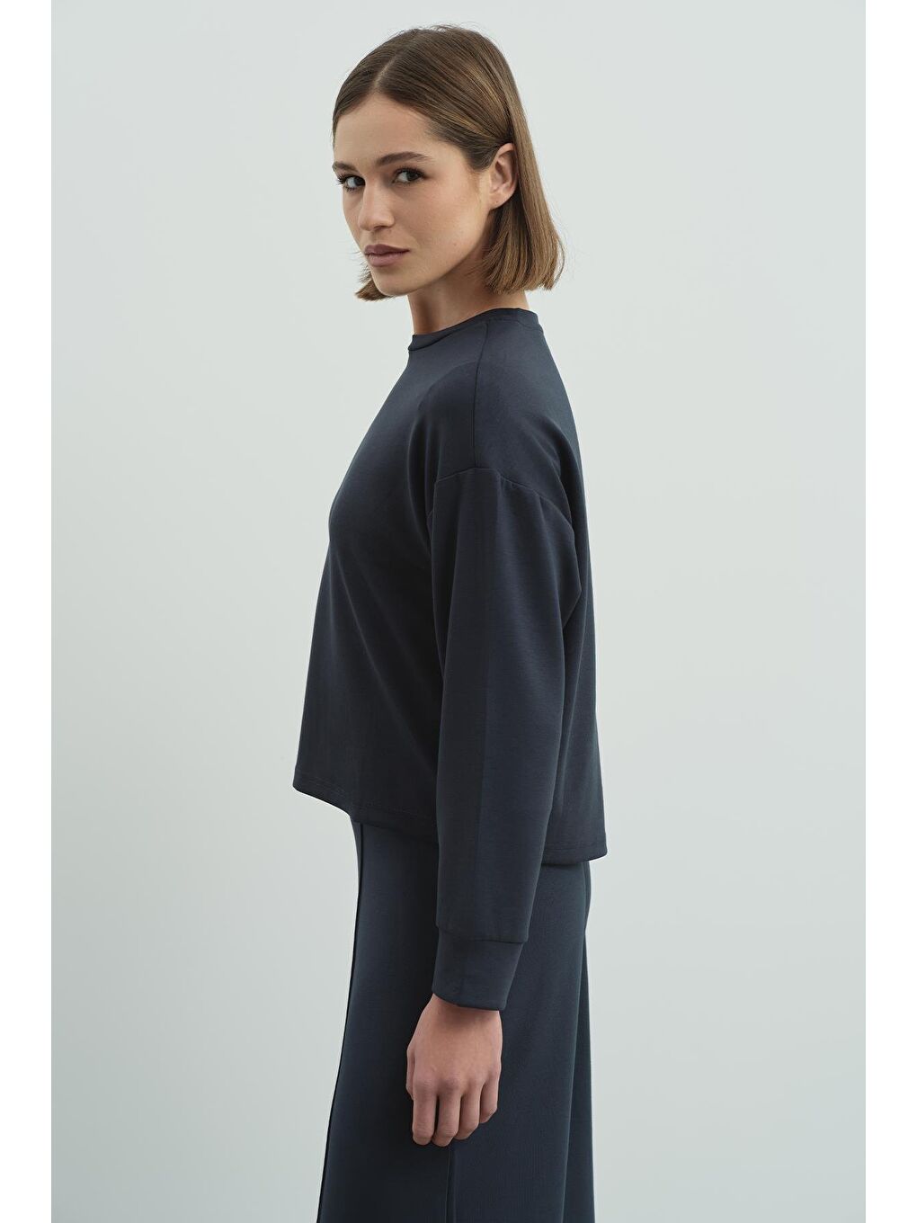 Gri Pure Touch Basic Sweatshirt Füme-2