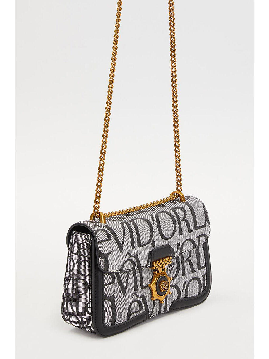 Çift Askılı Zincir Detay Sert Deri Çanta 930282 Siyah-4