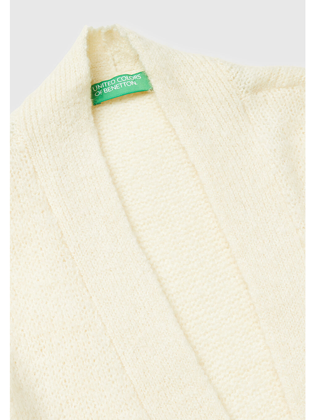 Ekru Kadın Krem Yün Karışımlı Ribana Detaylı Cepli Uzun Hırka-6