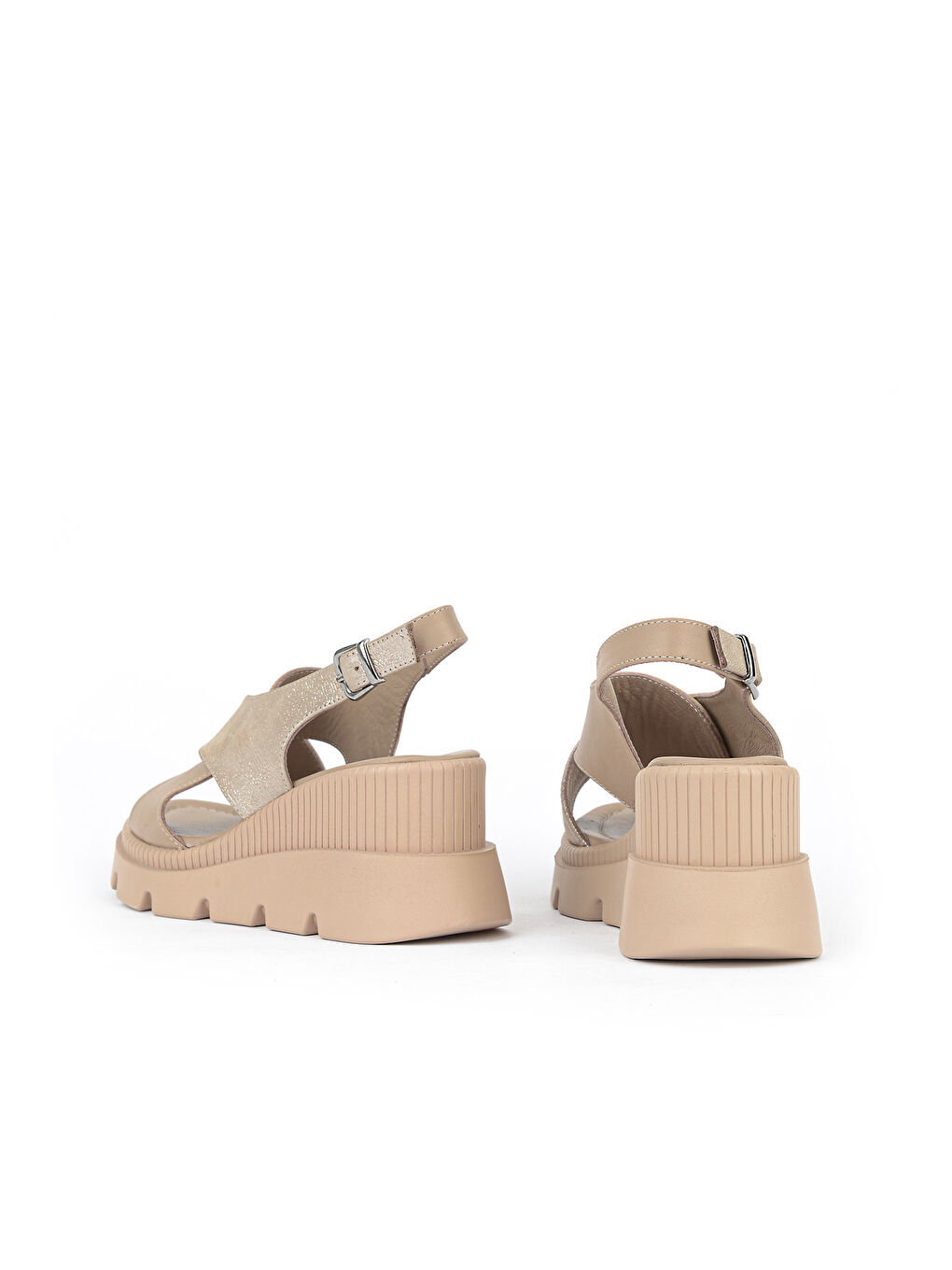 Kadın Hakiki Deri Dolgu Topuk Sandalet 1611020Z2005 Bej-2