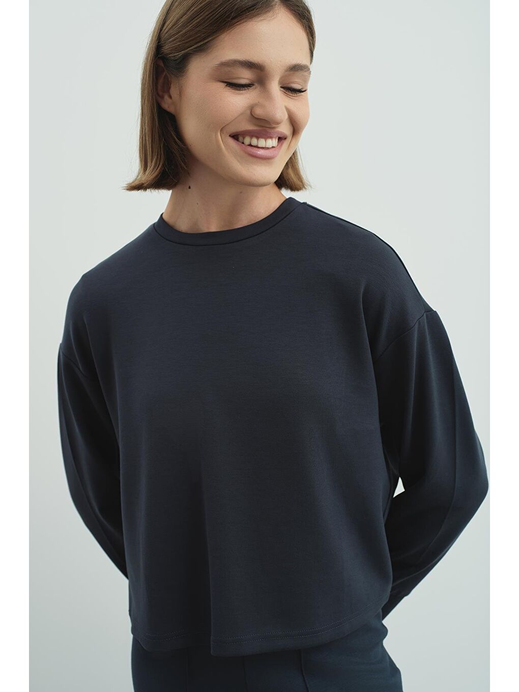 Gri Pure Touch Basic Sweatshirt Füme-3
