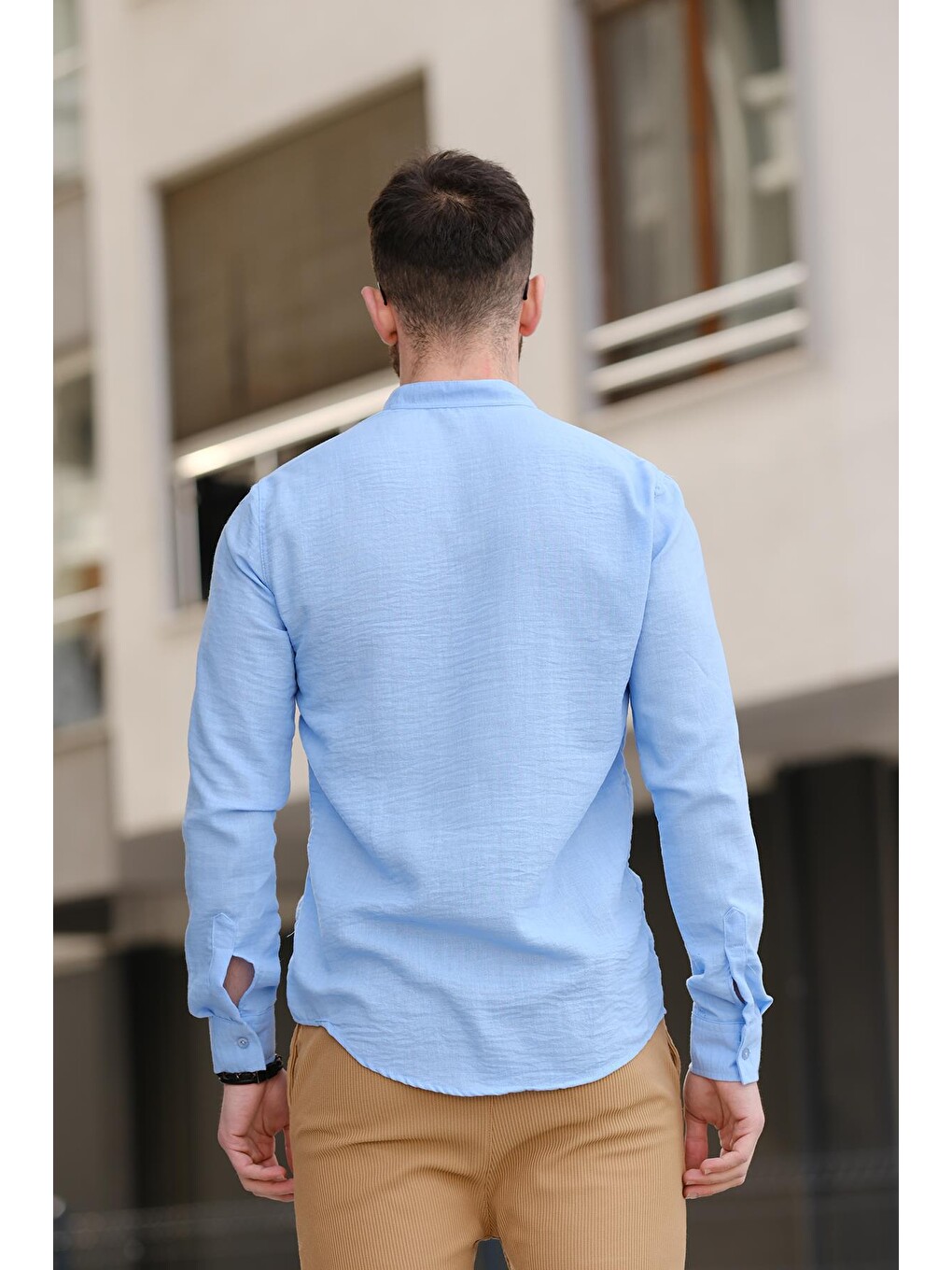 Mavi Zareh Slim Fit Kırınkıl Desen Yarım Pat Hakim Yaka Erkek Gömlek-2