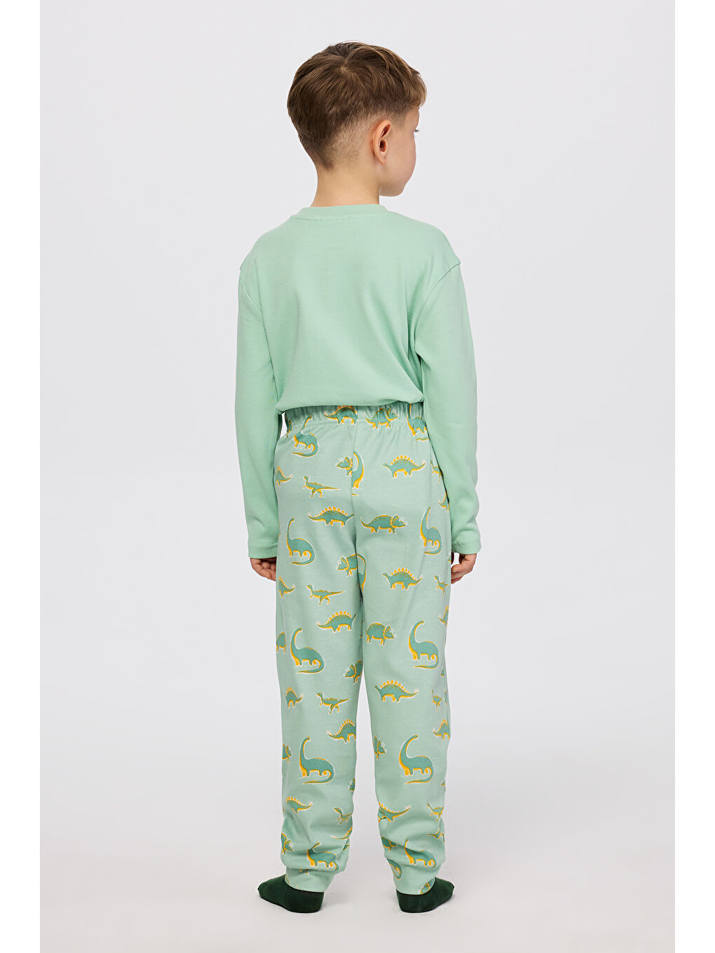 Erkek Çocuk Dinozor Desenli Turkuaz Pijama Takımı-10
