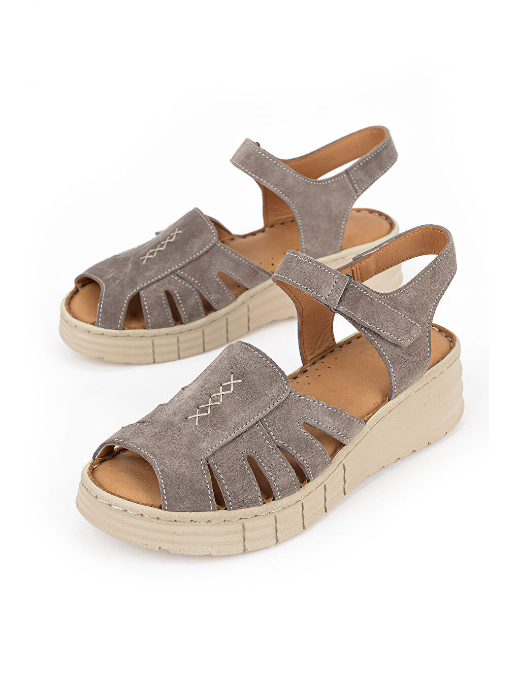 Bej Kadın Hakiki Deri Sandalet 1611008Z452 Vizon-4