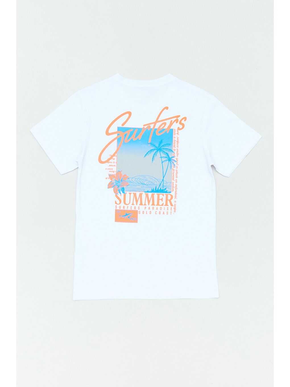 Beyaz %100 Pamuk Summer Yazı Baskılı Bisiklet Yaka Erkek Çocuk Tişört