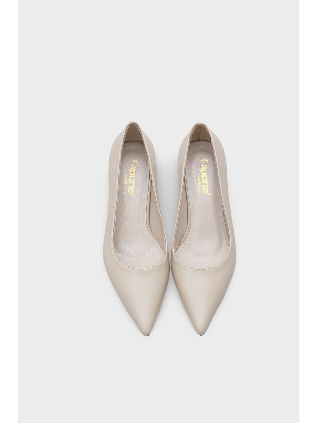 Ekru Veronica Orta Topuklu Sivri Burunlu Hakiki Deri Astar Kadın Stiletto-5