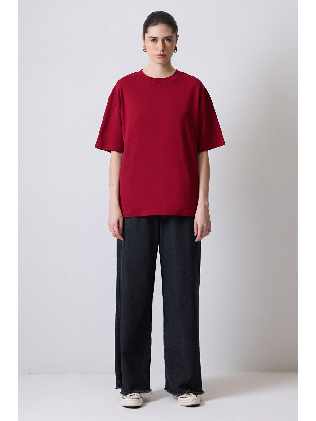 Bordo Kısa Kollu T-Shirt