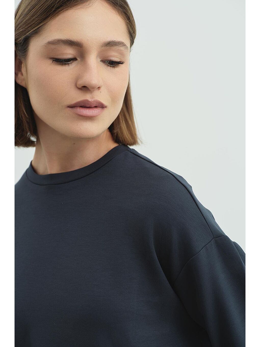 Gri Pure Touch Basic Sweatshirt Füme-5