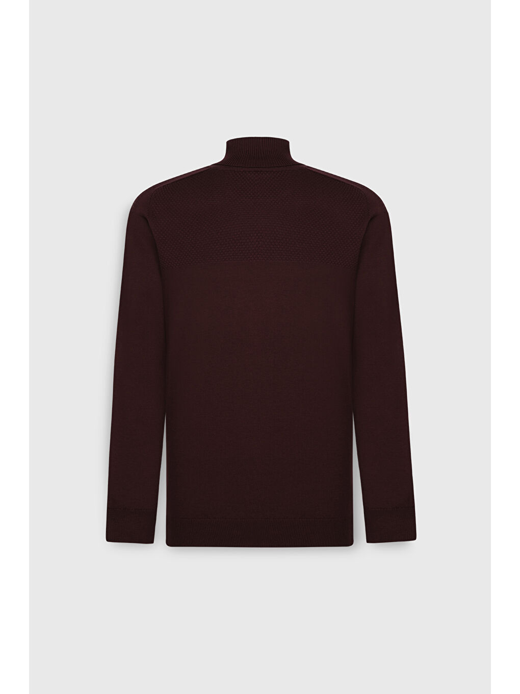 Erkek Bordo Pamuklu Normal Kesim Tam Balıkçı Yaka Jakarlı Triko Kazak-8