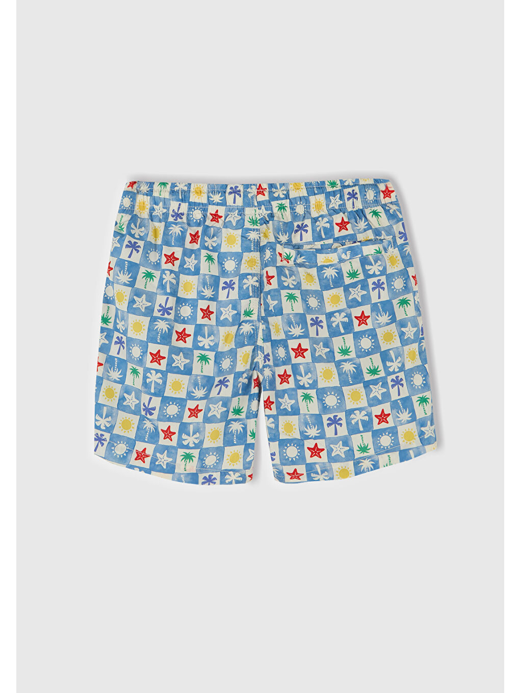 Karışık Erkek Çocuk Renkli Mix Tamamı Desenli Arkası Cep Detaylı Büzgü İpli Deniz Şortu-2