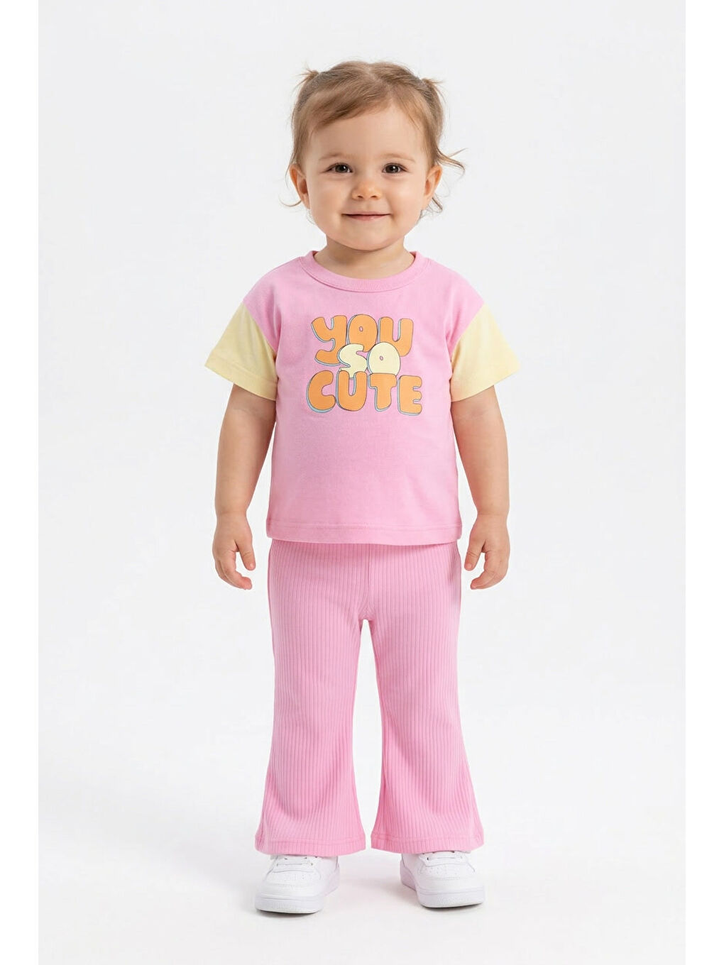 Pembe Kız Bebek Yazlık Bol Paça Alt-Üst Takım