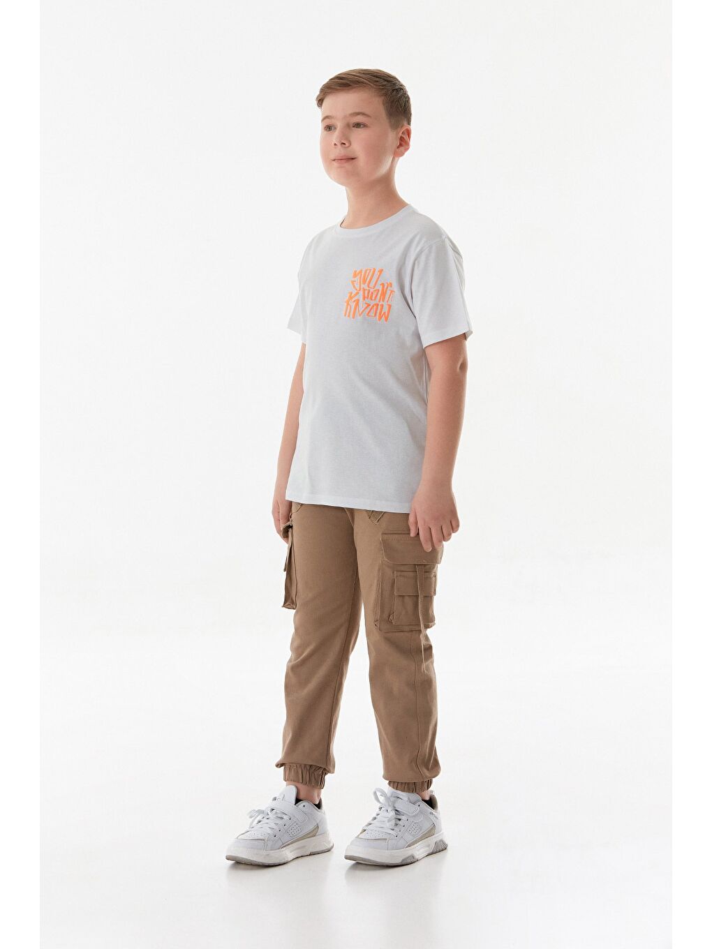 Beyaz %100 Pamuk Önü Ve Arkası Baskılı Erkek Çocuk Tişört-3