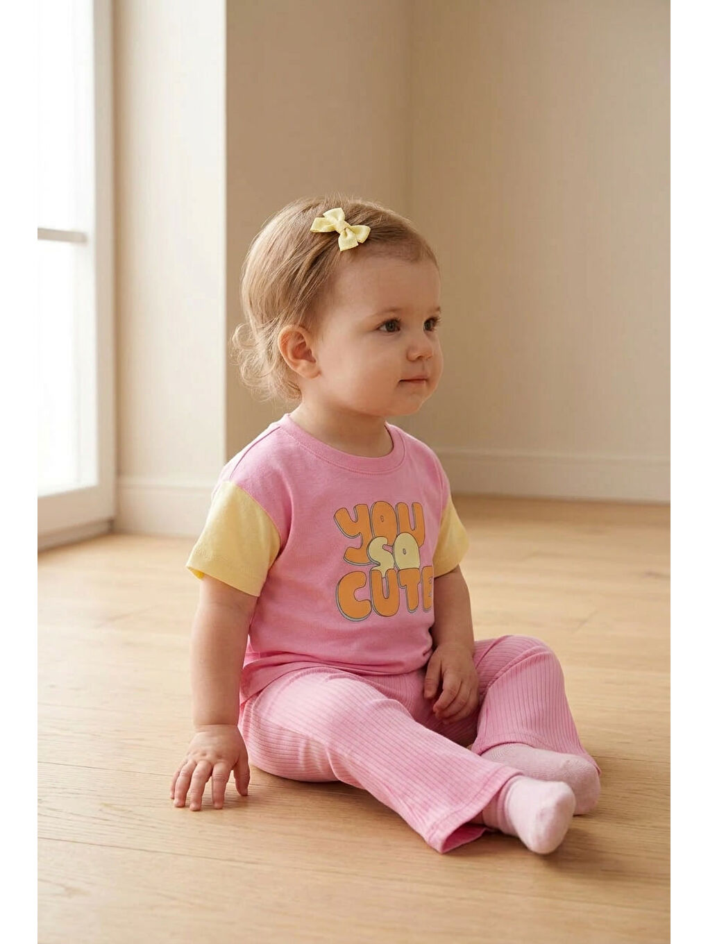 Pembe Kız Bebek Yazlık Bol Paça Alt-Üst Takım-1