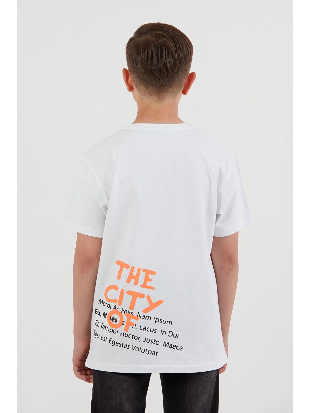 Beyaz %100 Pamuk Trying Baskılı Erkek Çocuk Tişört-2