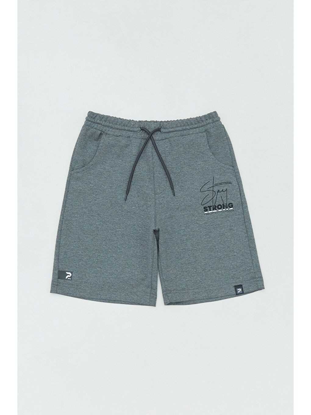 Antrasit Stay Strong Yazı Baskılı Beli Lastikli Erkek Çocuk Şort