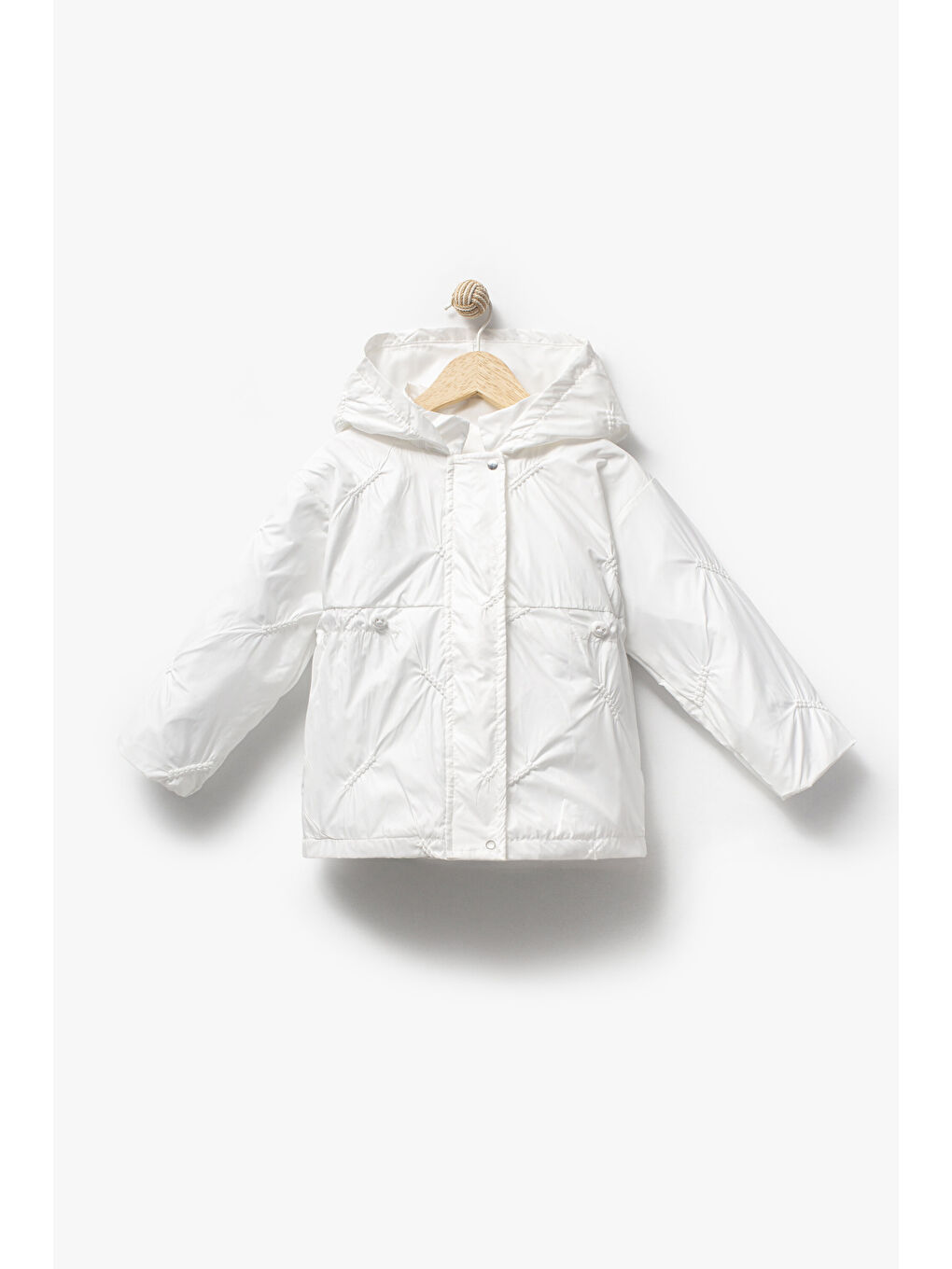 Beyaz Kız Çocuk Kapüşonlu Yağmurluk 2000