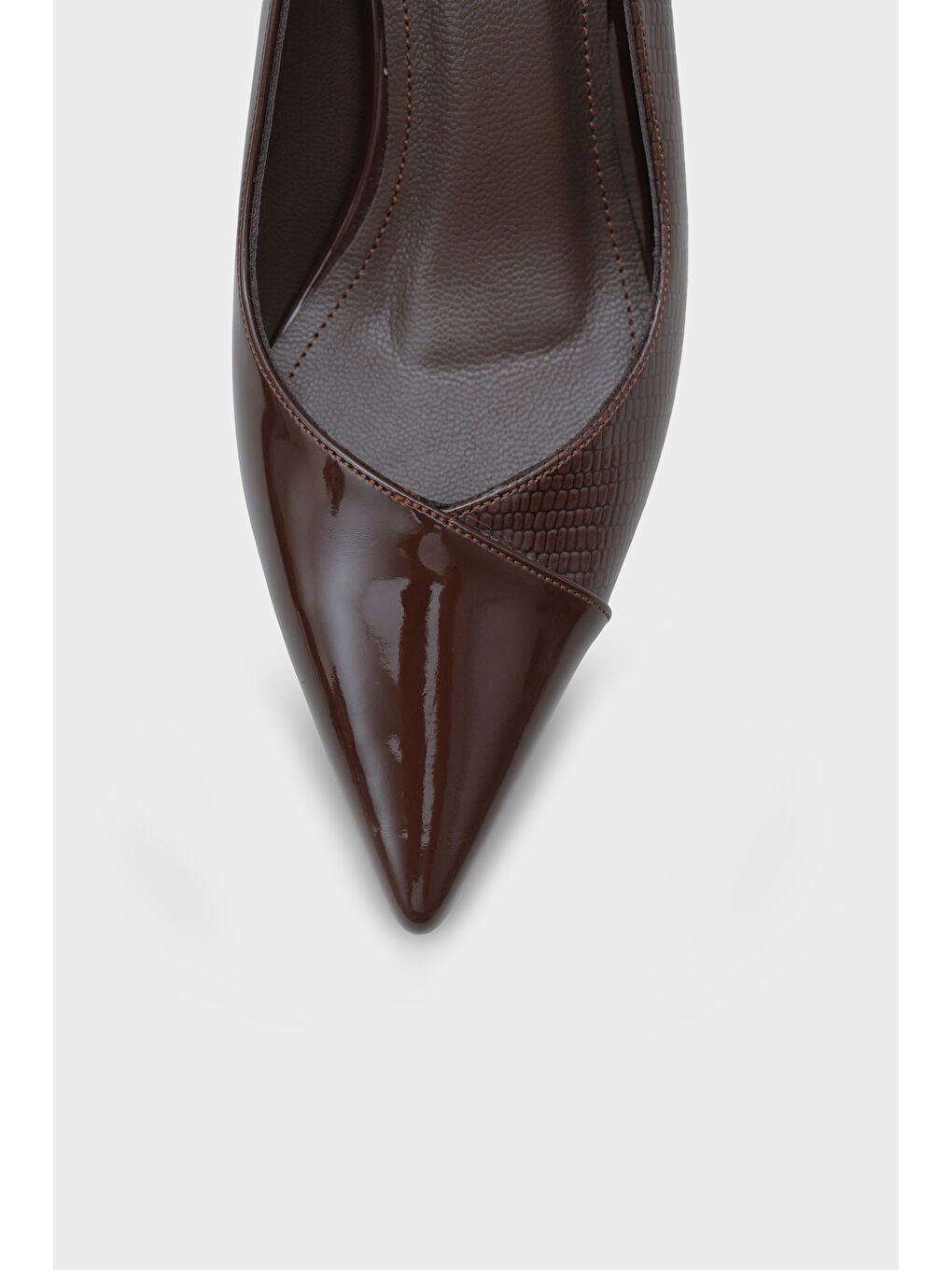 Kahverengi Brianne Orta Topuklu Bantlı Yılan Baskılı Hakiki Deri Astarlı Stiletto-2