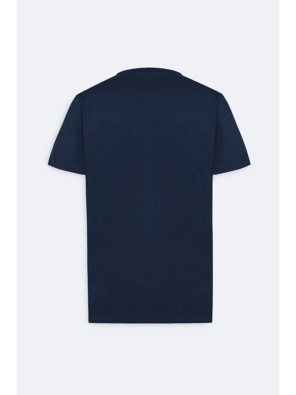 Erkek Lacivert Slim Fit Dar Kesim Pamuklu Esnek Baskılı Bisiklet Yaka Tişört-8