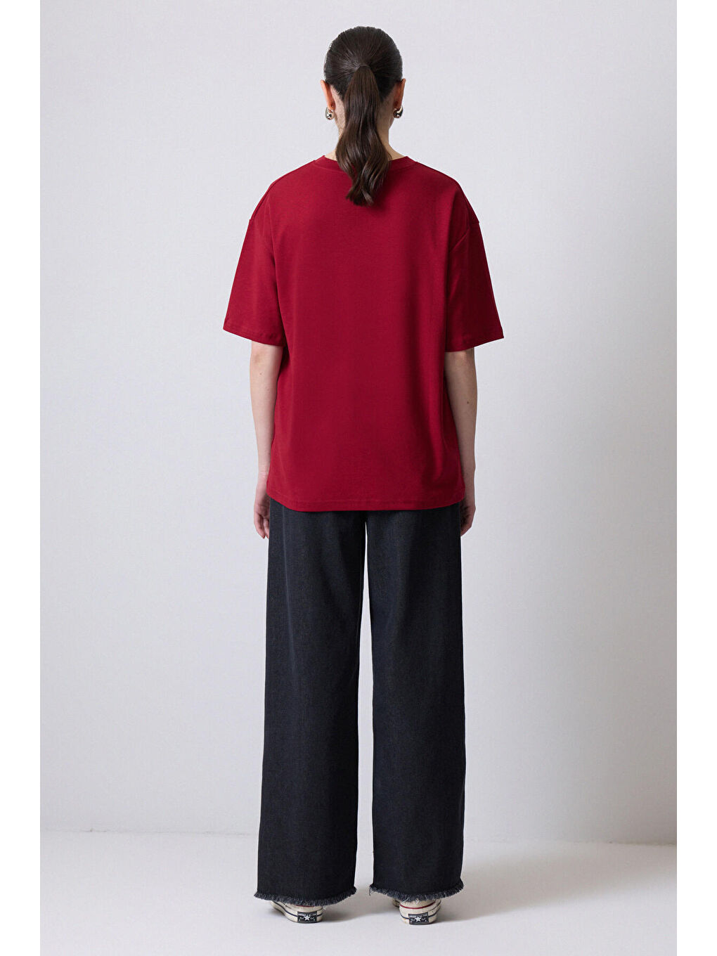 Bordo Kısa Kollu T-Shirt-3