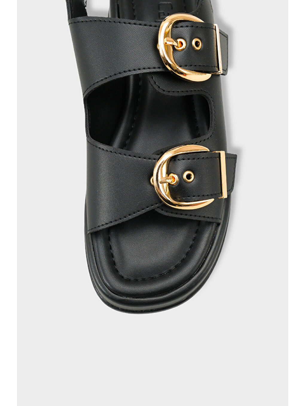 Siyah Cortney Dolgu Topuklu Çift Bantlı Tokalı Kadın Sandalet-2