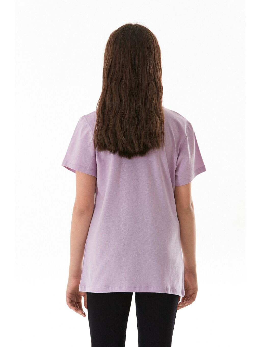 Lila %100 Pamuk Freedom Yazı Baskılı Kız Çocuk Tişört-1