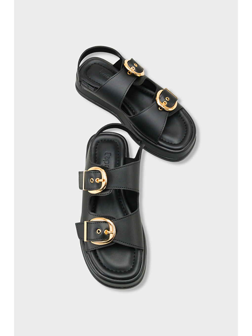 Siyah Cortney Dolgu Topuklu Çift Bantlı Tokalı Kadın Sandalet-5