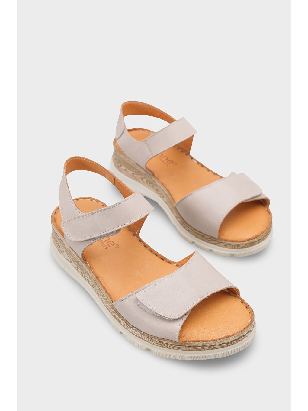 Bej Corrinne Hakiki Deri Soft Konfor Kadın Sandalet-1