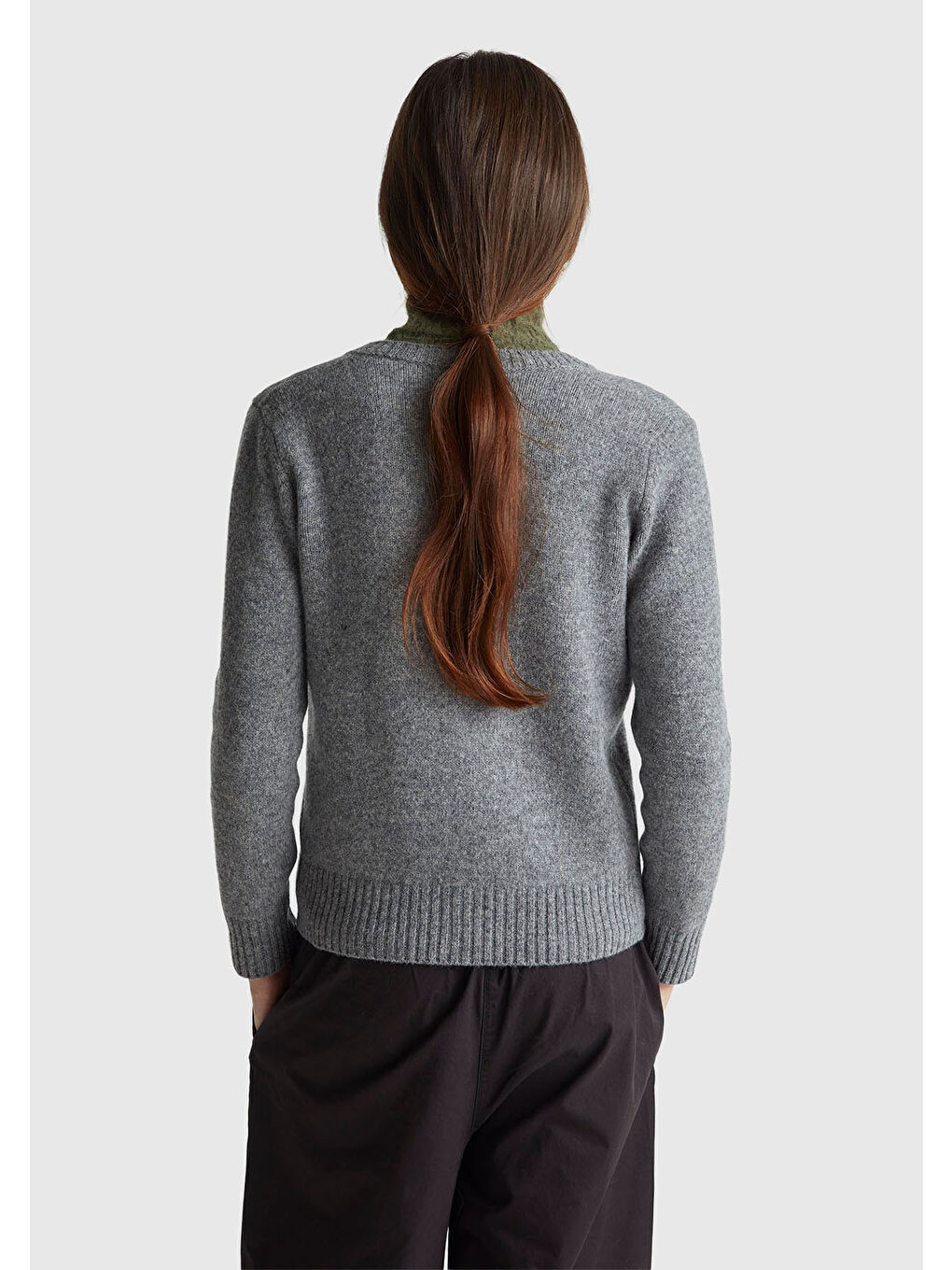 Gri Kadın Antrasit Melanj Shetland Hırka-2