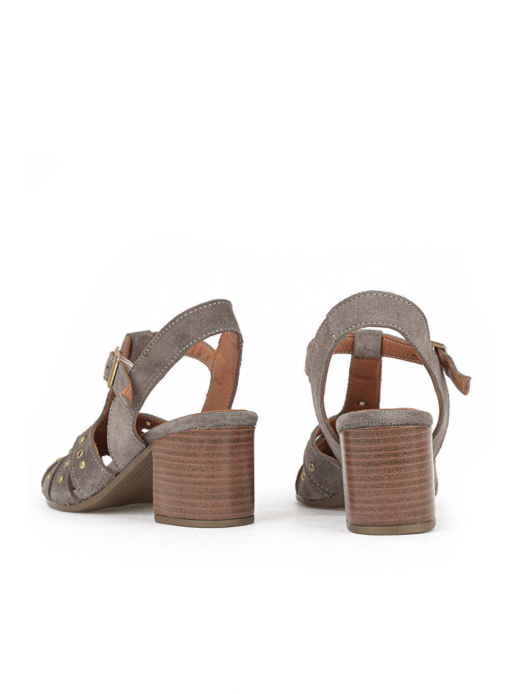 Bej Kadın Hakiki Deri Topuklu Sandalet 1611050Z8425 Vizon-2