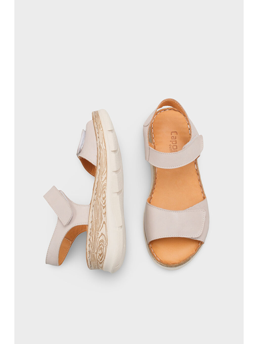 Bej Corrinne Hakiki Deri Soft Konfor Kadın Sandalet-4