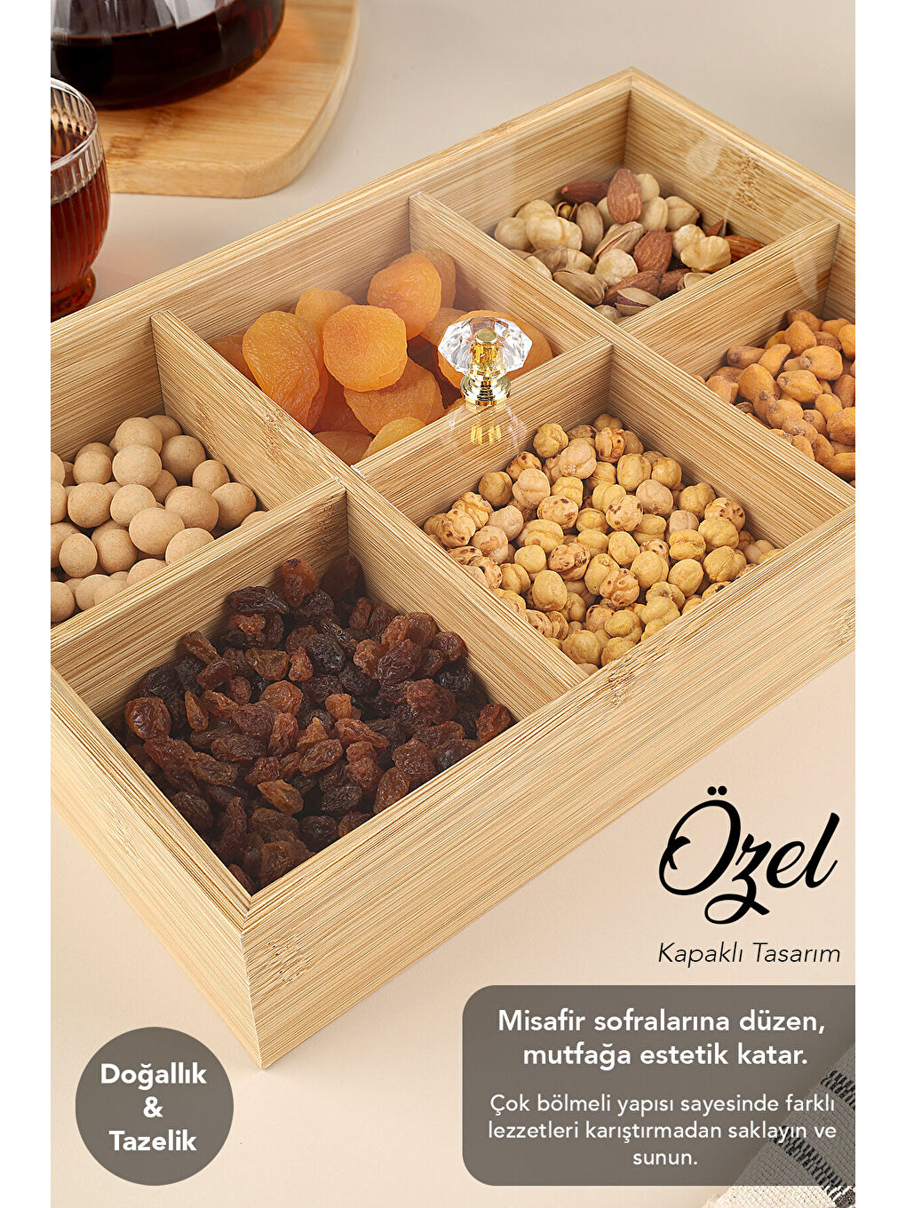 Bej Kapaklı Saklama Kabı-1