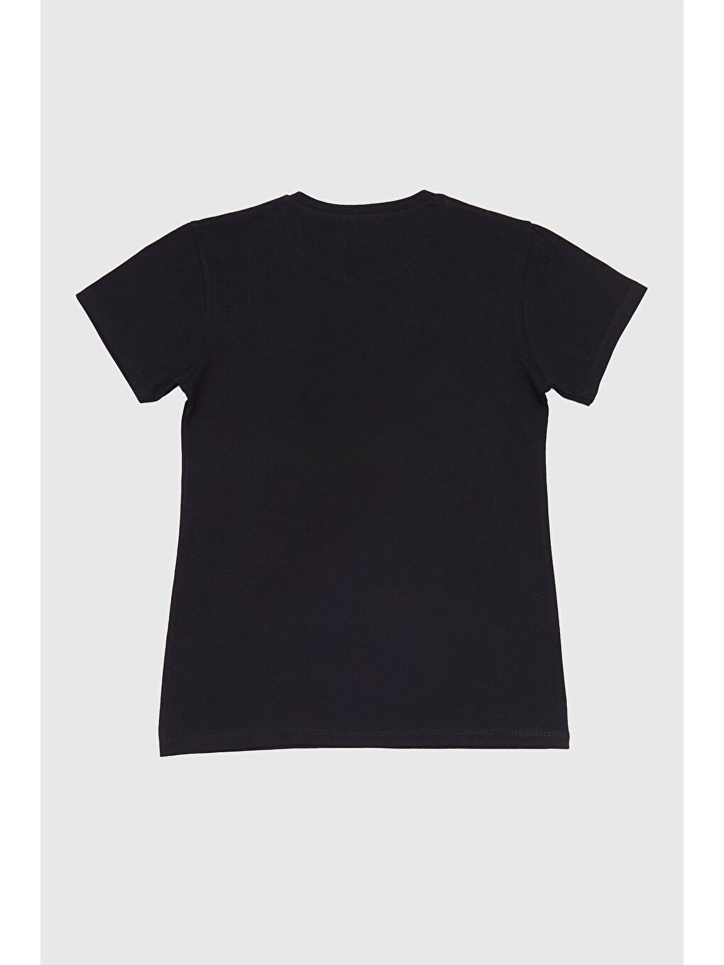 Siyah %100 Pamuk Kalp Baskılı Kız Çocuk Tişört-1