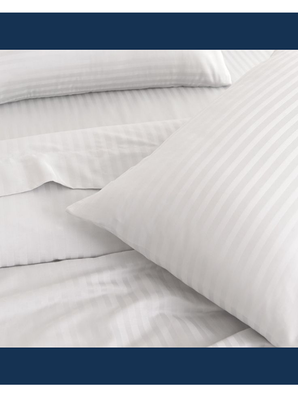 Beyaz Nivora Çizgili Pamuk Saten Nevresim Takımı | Çift Kişilik | 83 Tel Otel Serisi | King Size 220x230-6