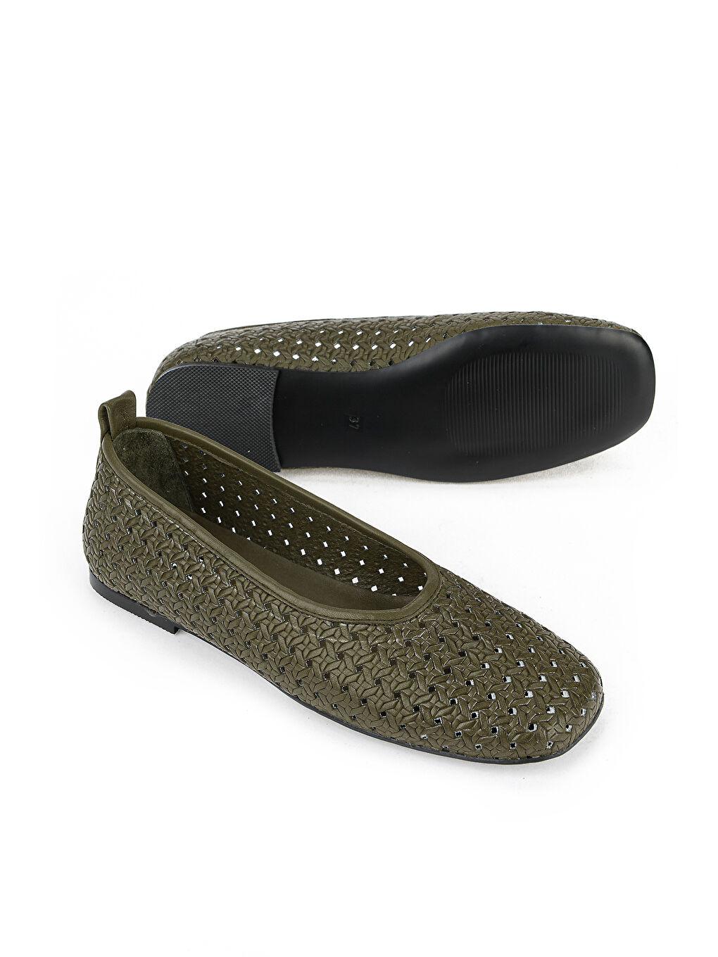 Kadın Hakiki Deri Babet 1611022Z2799 Haki-3