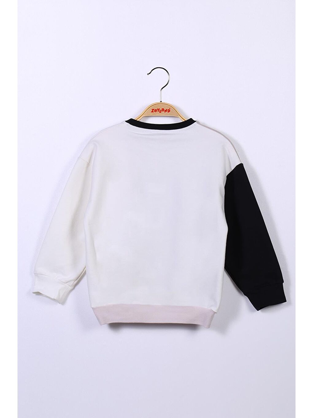 Bej Erkek Çocuk Renk Bloklu Sweatshirt-1