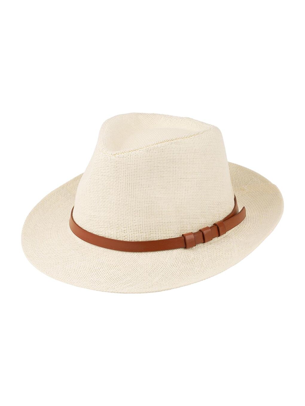 Ekru Erkek Kemer Detaylı Geniş Kenar Hasır Şapka Y25750-12 Krem