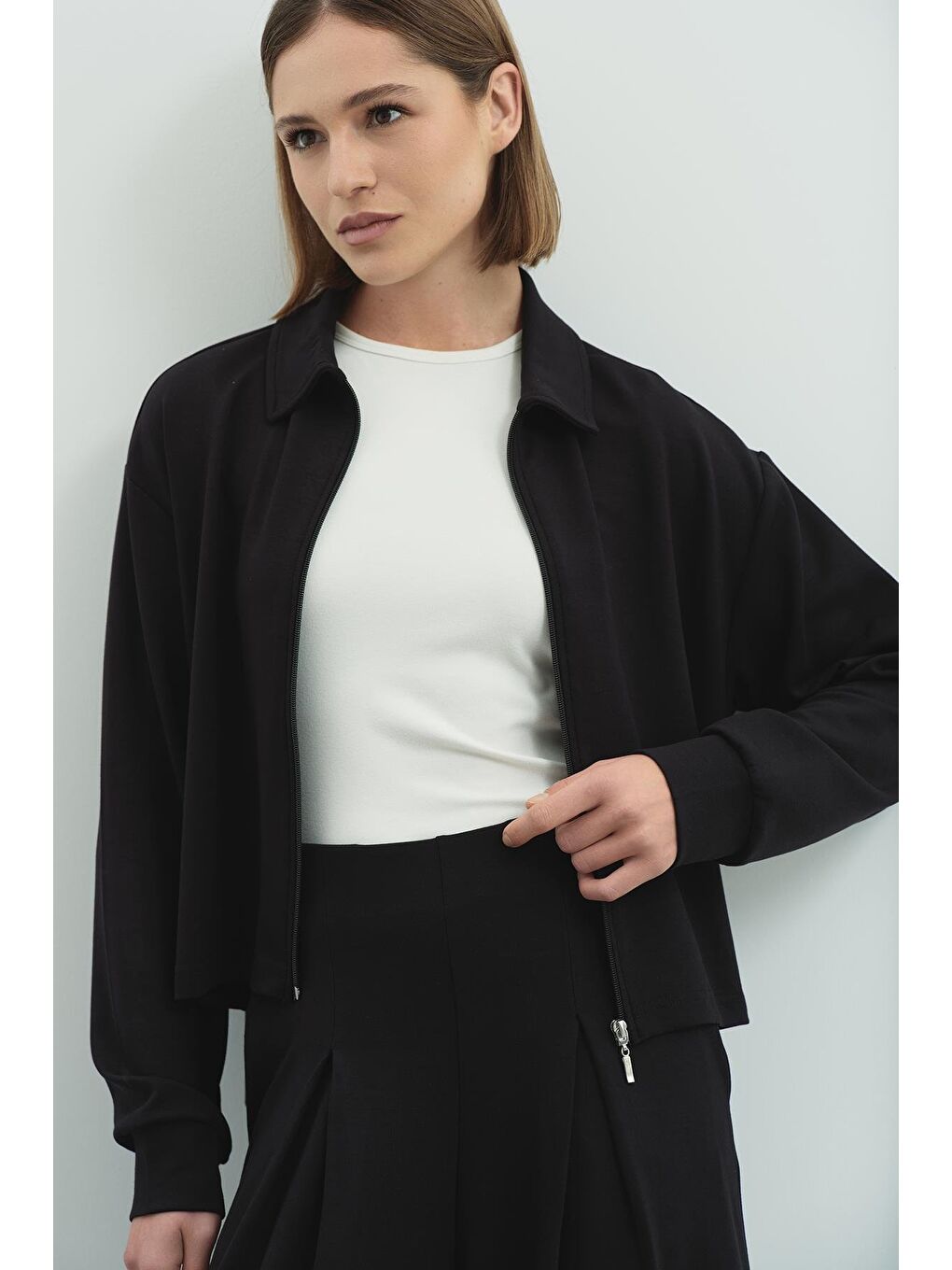 Pure Touch Fermuarlı Sweat Siyah-1