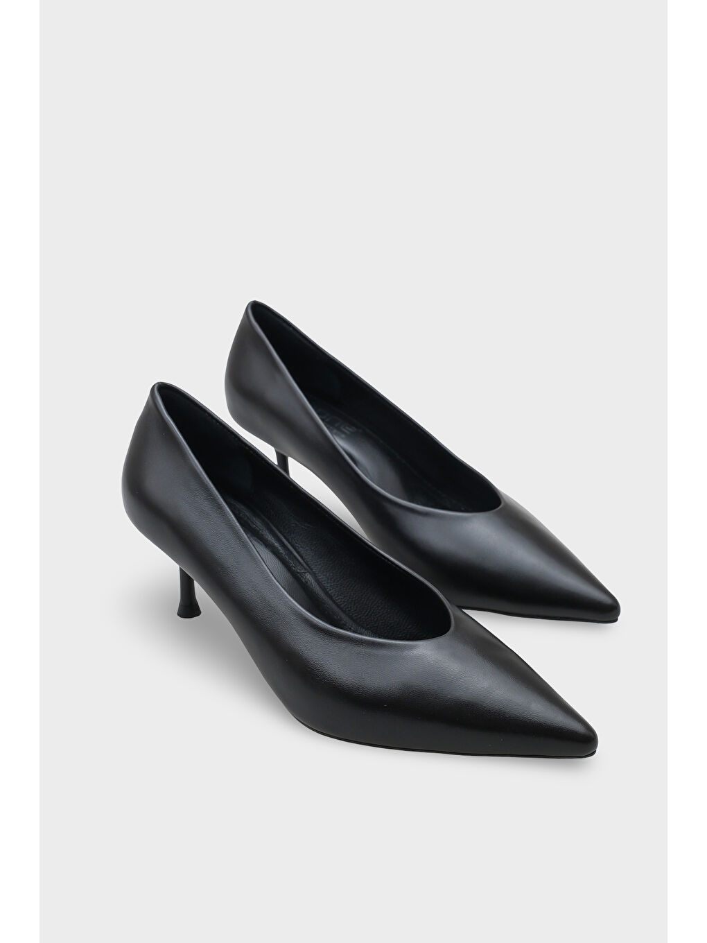 Siyah Merle Sivri Burunlu Hakiki Deri Astarlı Stiletto-1