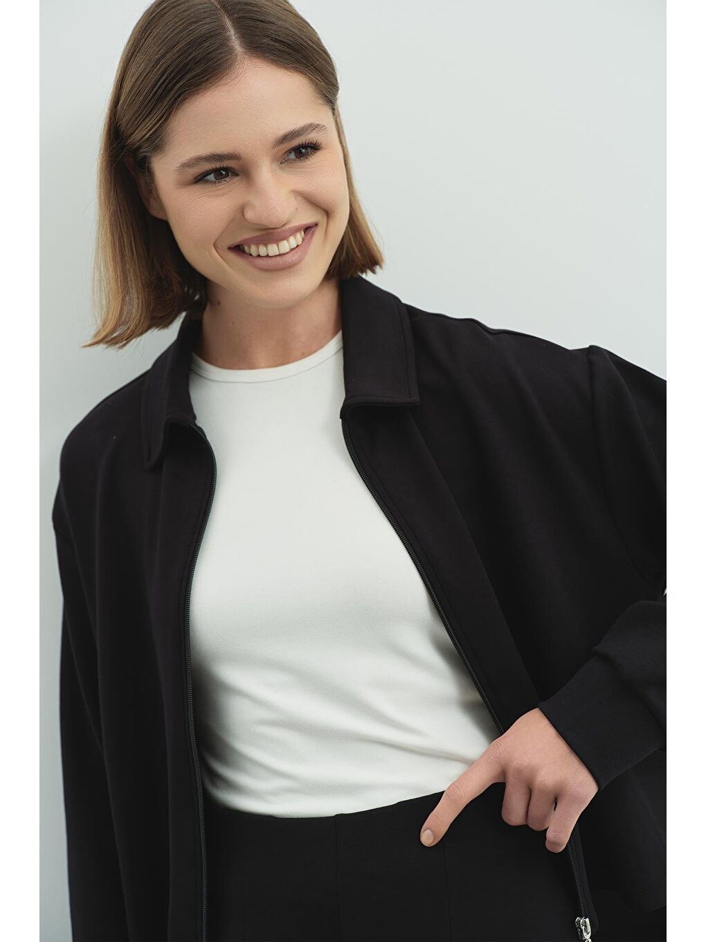 Pure Touch Fermuarlı Sweat Siyah-4