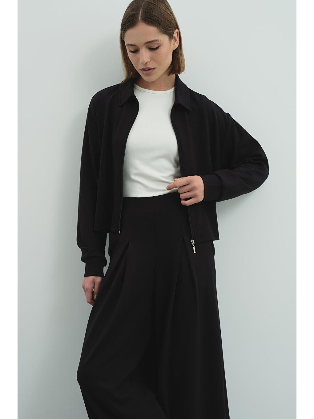 Pure Touch Fermuarlı Sweat Siyah-5