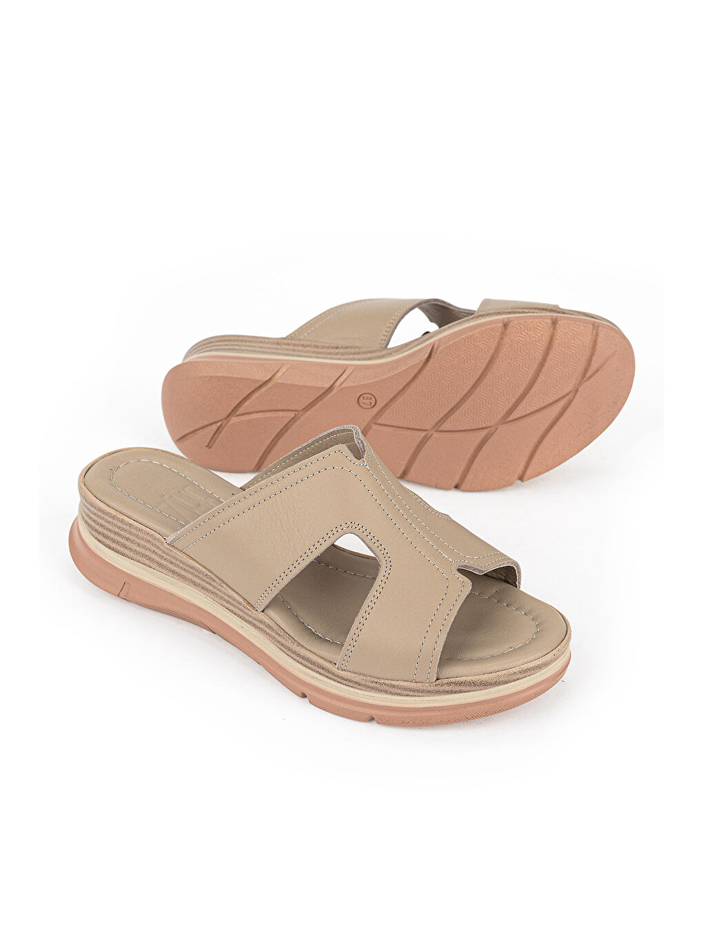 Kadın Hakiki Deri Dolgu Terlik 1611020Z2565 Bej-3