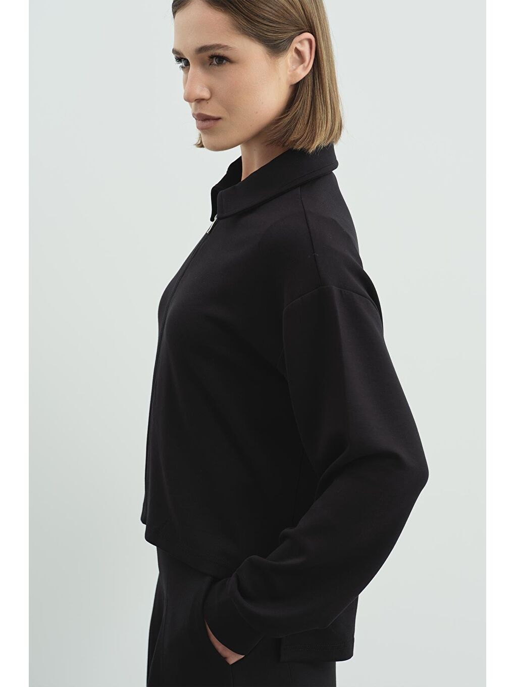 Pure Touch Fermuarlı Sweat Siyah-7