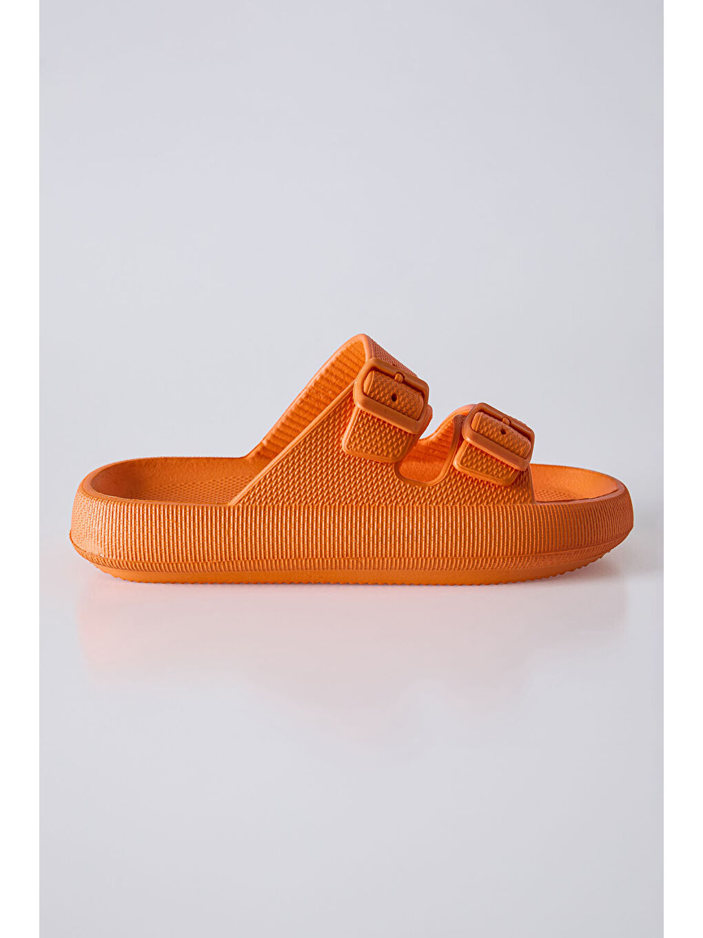Turuncu Oranj Yüksek Tabanlı Çift Tokalı Erkek Terlik -89302